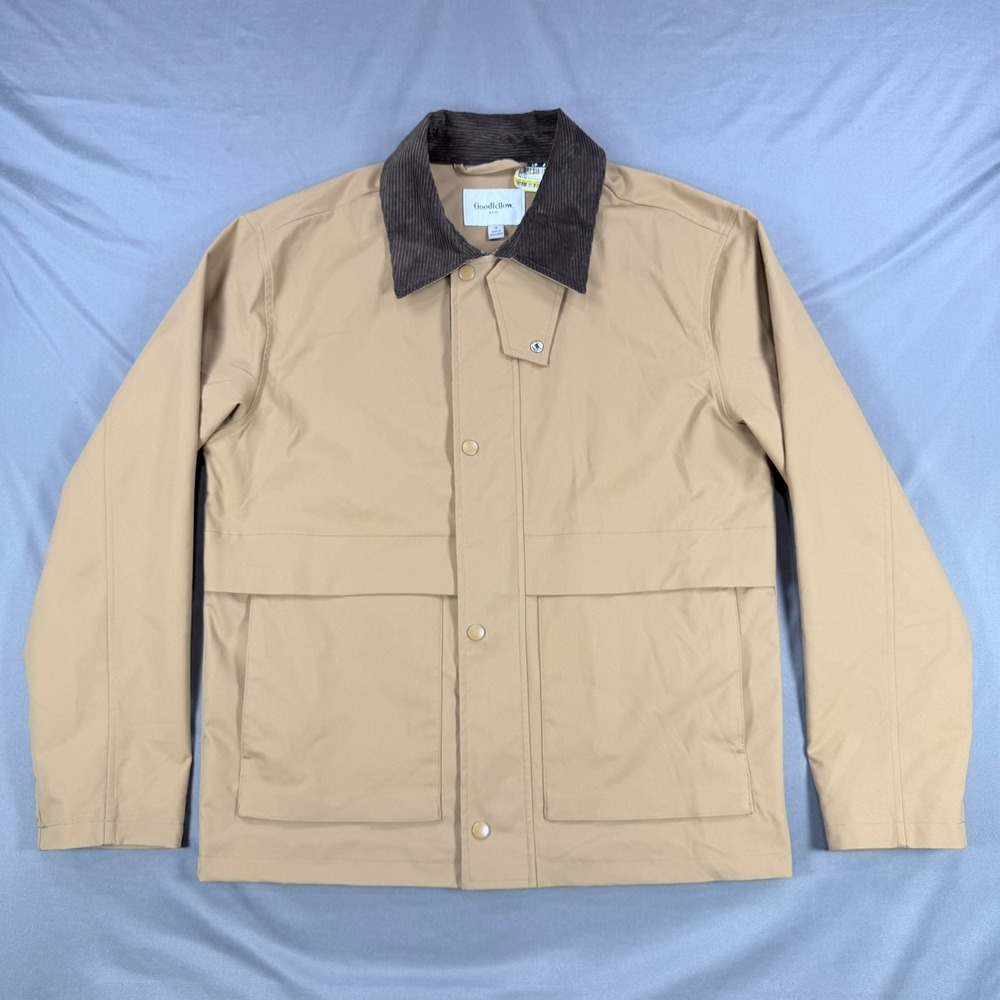 Goodfellow Mens S Tan Recycled Polyester Corduroy Collar Plaid Lined‎ Jacket